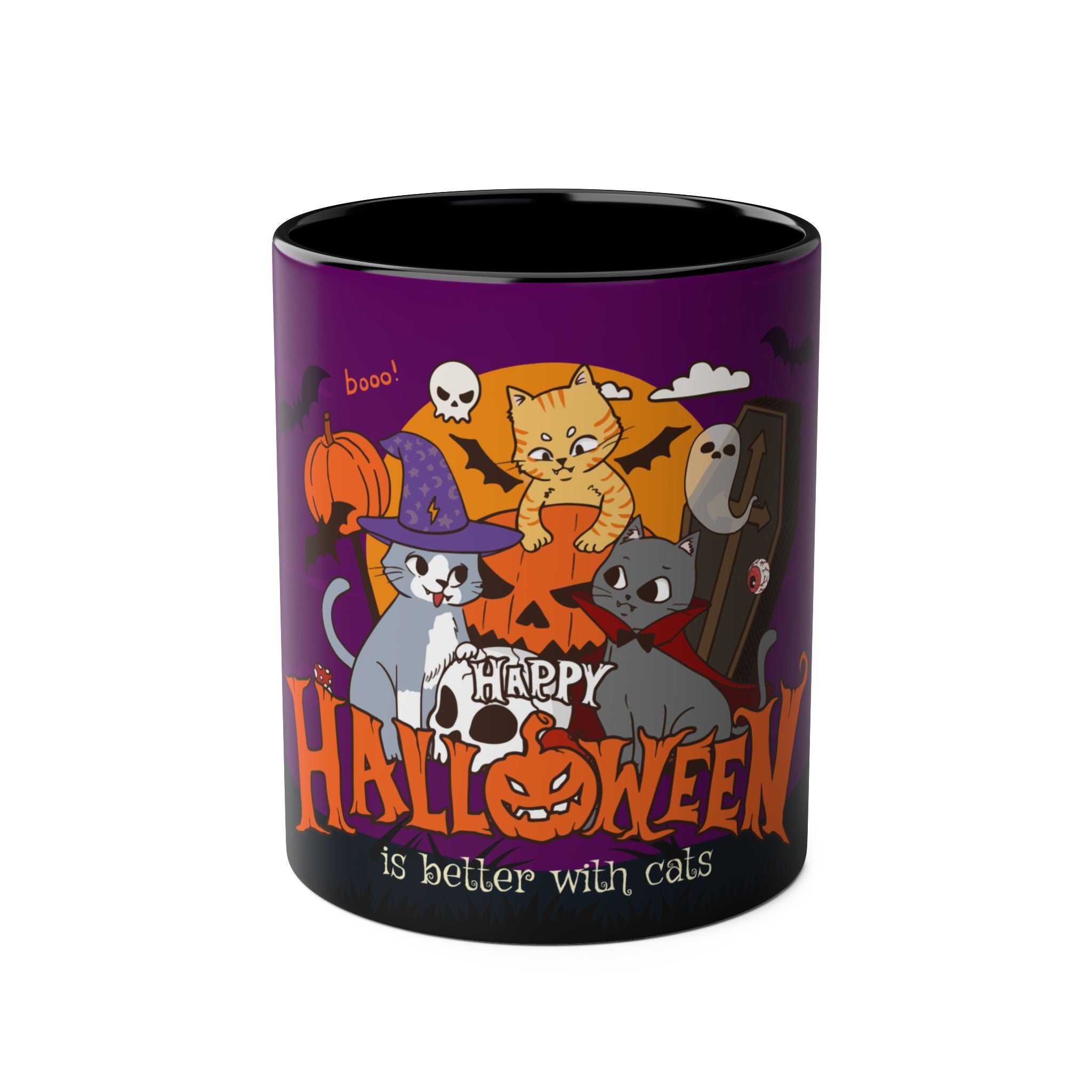 Happy Halloween is Better with Cats | Two-Tone Coffee Mugs